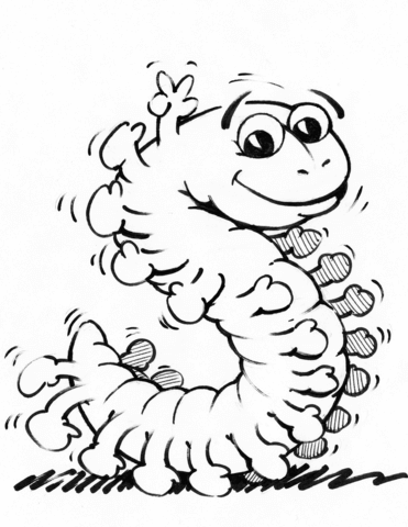 Cartoon Catterpillar Coloring Page